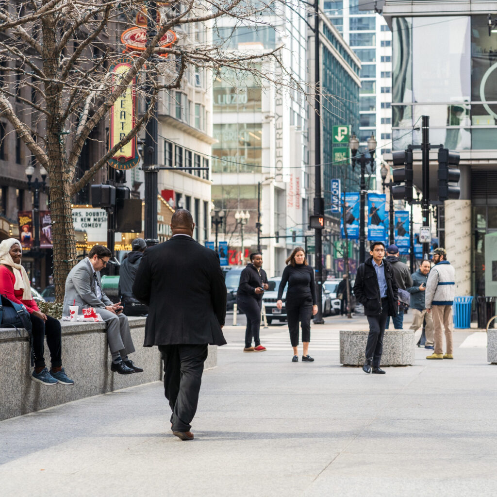 Quarter one pedestrian activity exceeds 2019 levels in some cases, indicating a bustling Loop