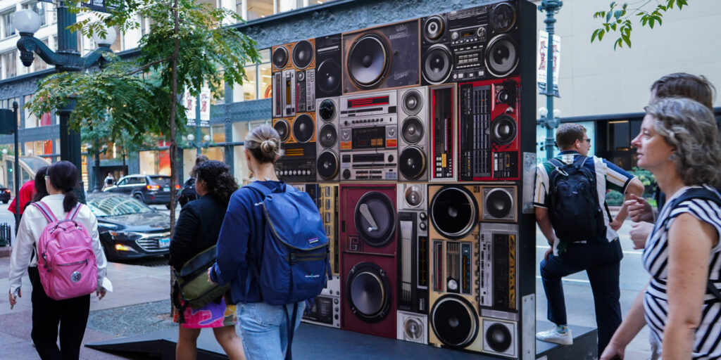 Chicago Loop Alliance and LeMonde Studio unveil Enteractive State sculptures in the Loop